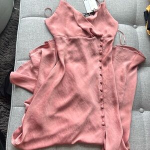 Zara silky maxi slit dress